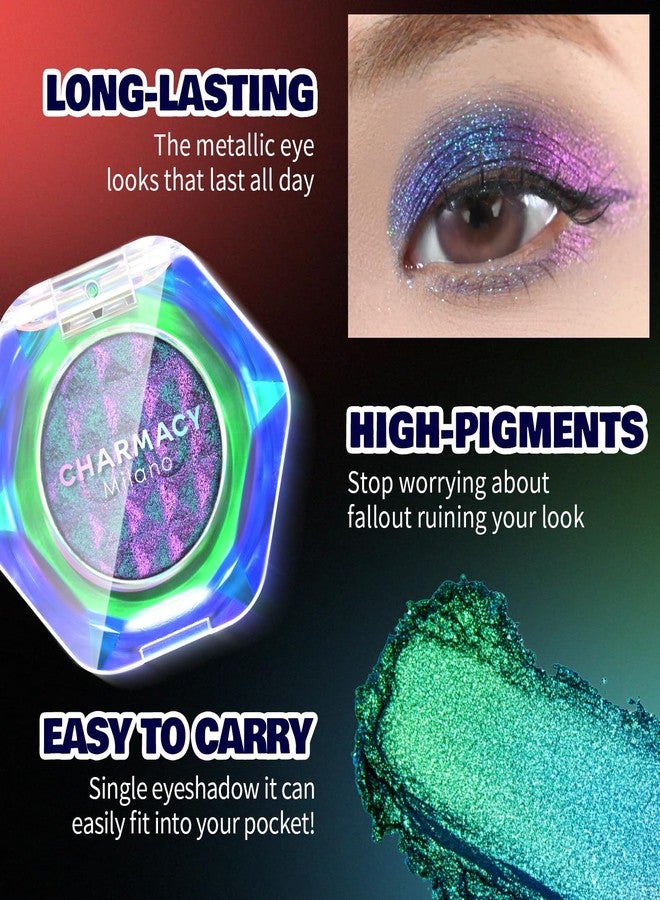 CHARMACY Multichrome Glitter Eyeshadow, Intense Pigmentation Chameleon Sparkling Eyeshadow, Bright Highlighter Duochrome Eye Make Up, Multi-Reflective Finishes Glitter Metallic Eye Makeup #05 - Image 4